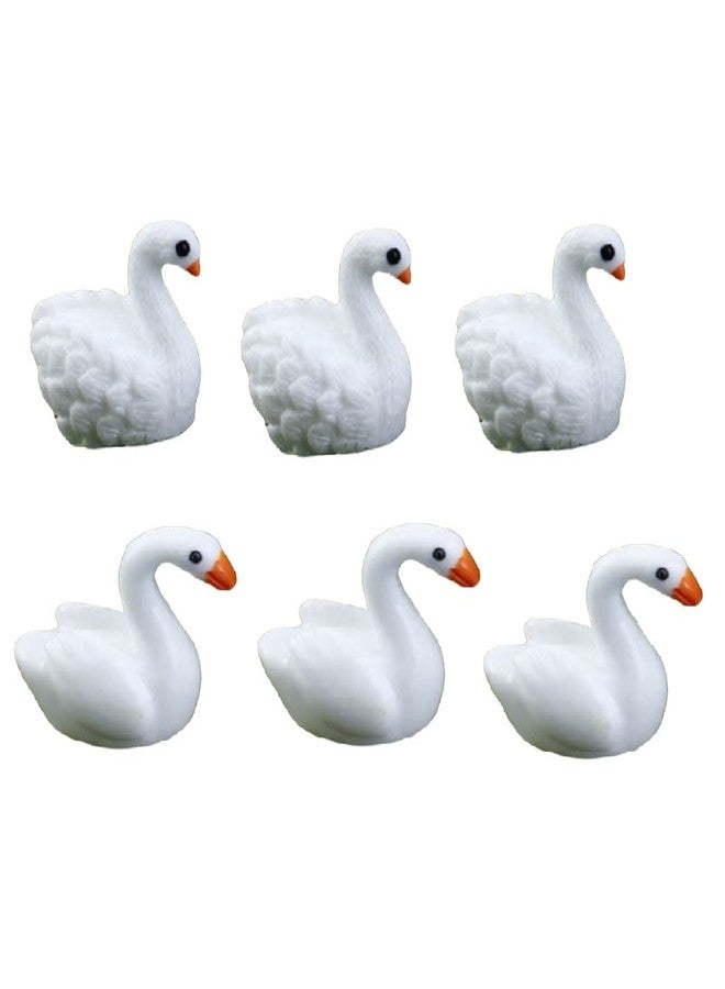 BHOOLU&GOOLU Cute Miniature mini Swan - 6 Pcs Set (Hight : 2 x 2 CM) - Image 1